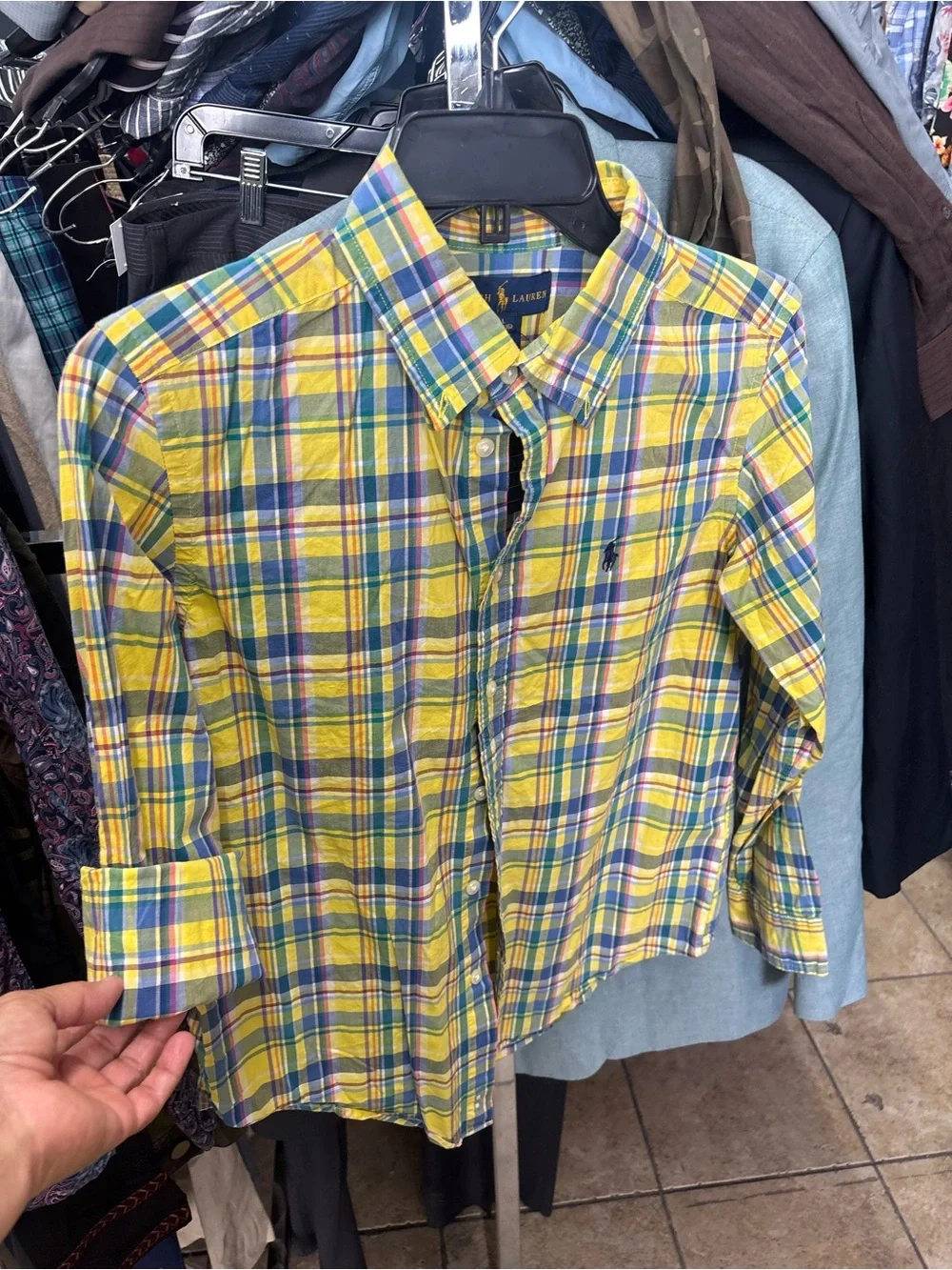 Ralph Lauren Yellow Multicolor Plaid Button-Up Shirt